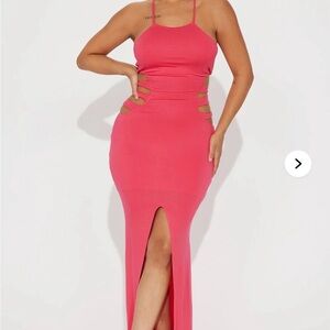 Fashion Nova Hot Pink Strappy Maxi Dress